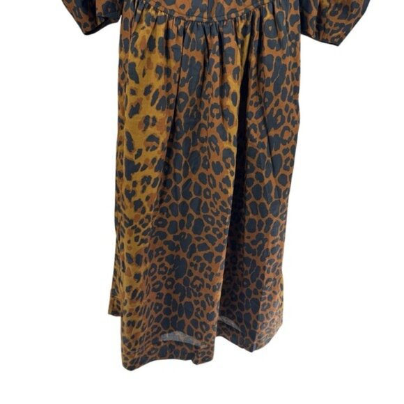 Tuckernuck NEW Leopard Graciela Puff Sleeve Square Neck Midi Dress Size 4 - Picture 5 of 10